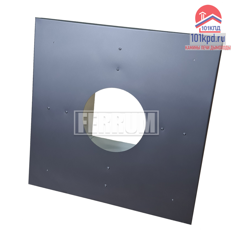 Потолочно-проходной узел Н (ППУ) Ferrum (AISI 430/0,5 мм + мин./max t=600° C + оцинк.) Ф200 эмаль чёрная